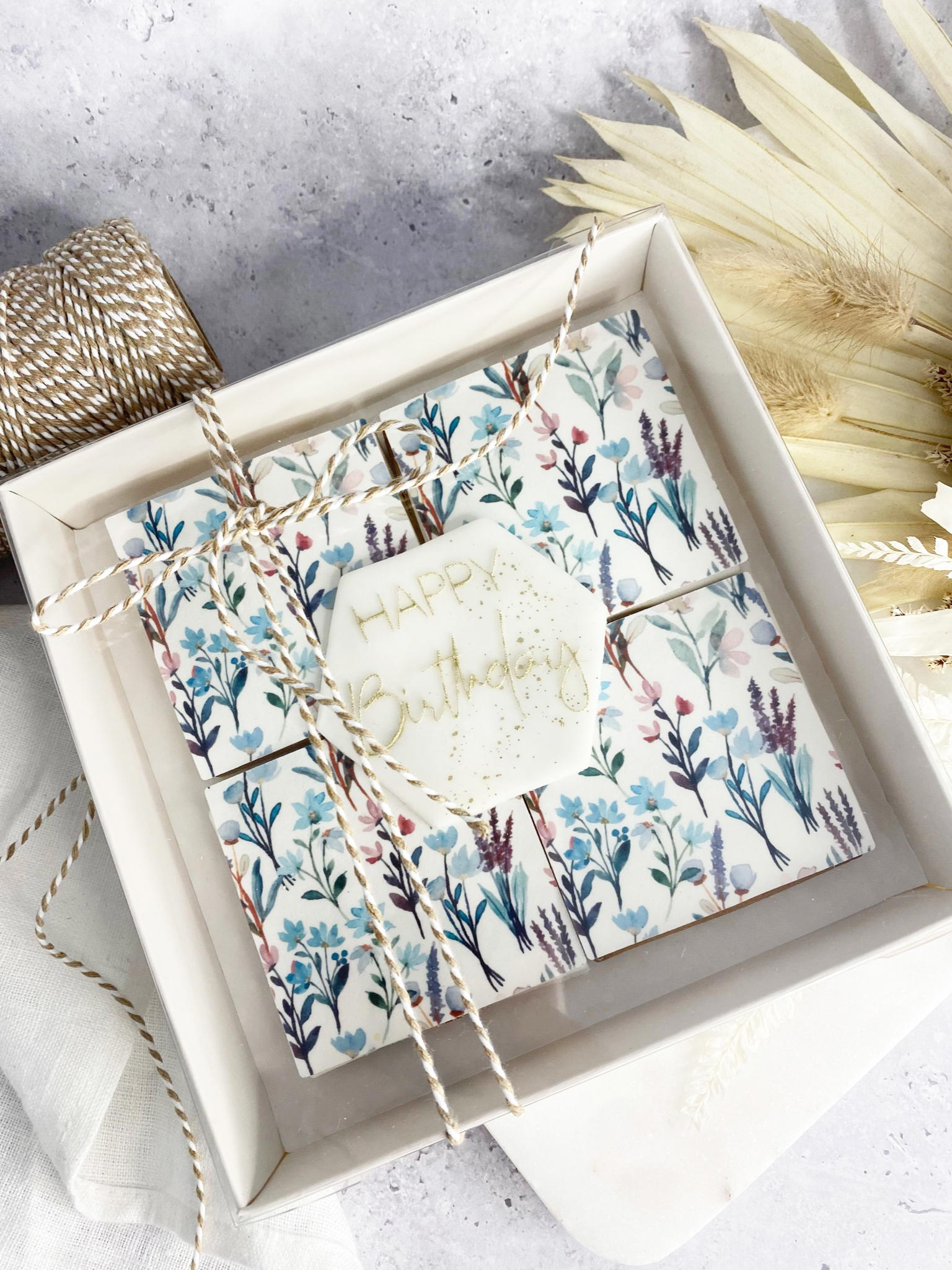 Happy Birthday Biscuit Gift Box Floral