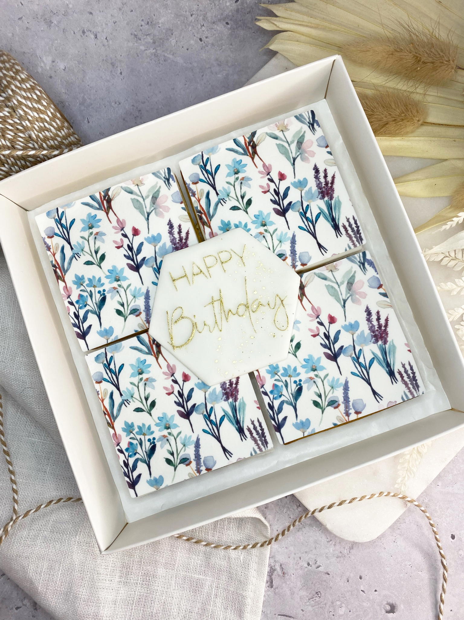 Happy Birthday Biscuit Gift Box Floral