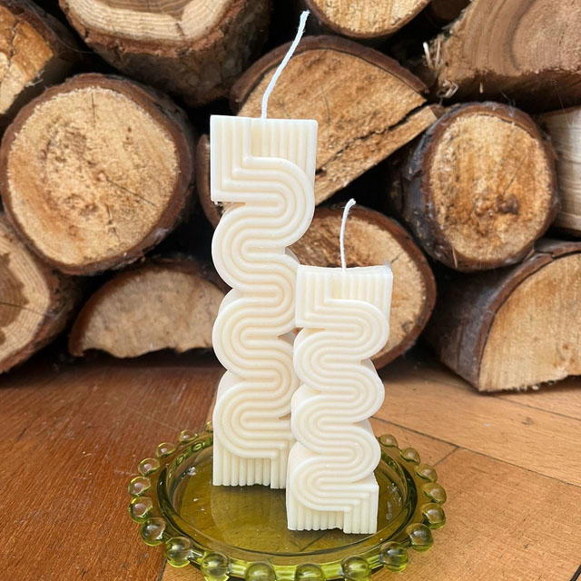 Geometric Wave Pillar Candle Set