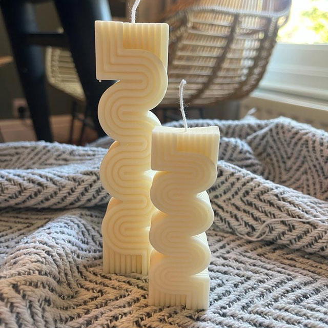 Geometric Wave Pillar Candle Set