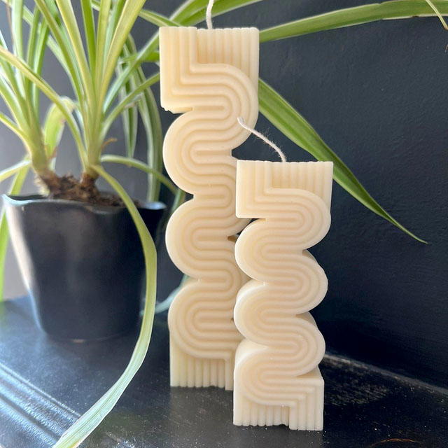 Geometric Wave Pillar Candle Set
