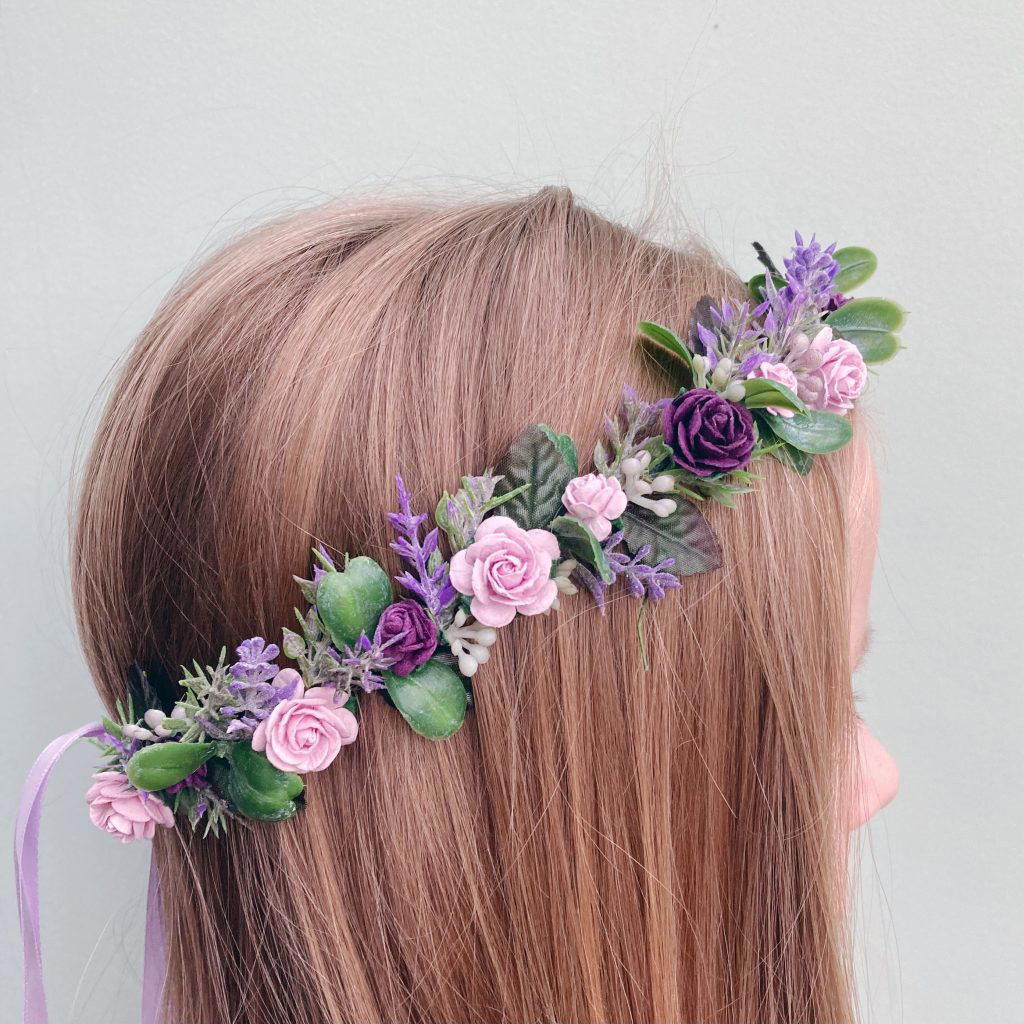 Lavender and Pink Flower Crown Flower Girl Bridesmaid Crown