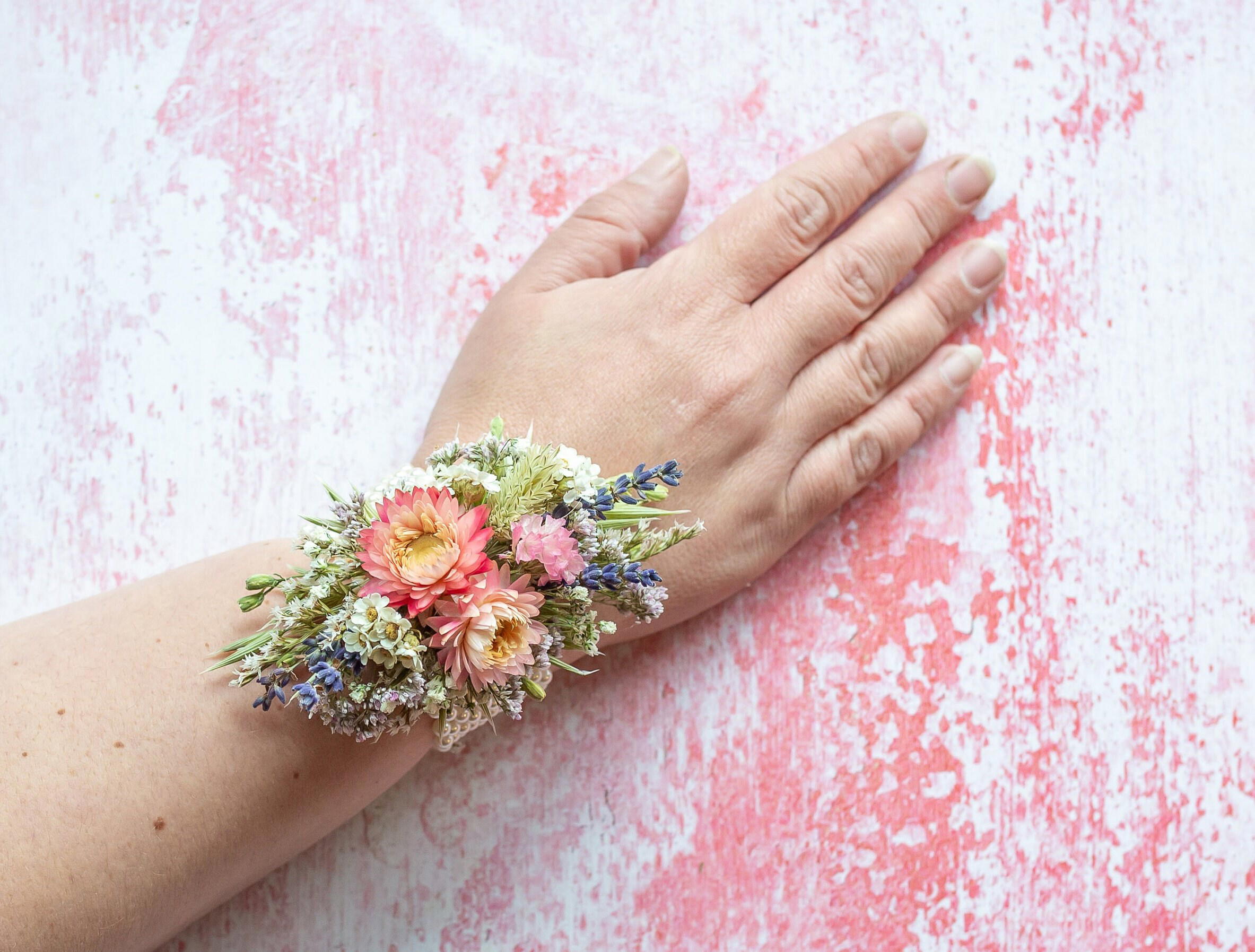 Flower Wrist Corsage With Beads Wrist Corsage Prom Corsage